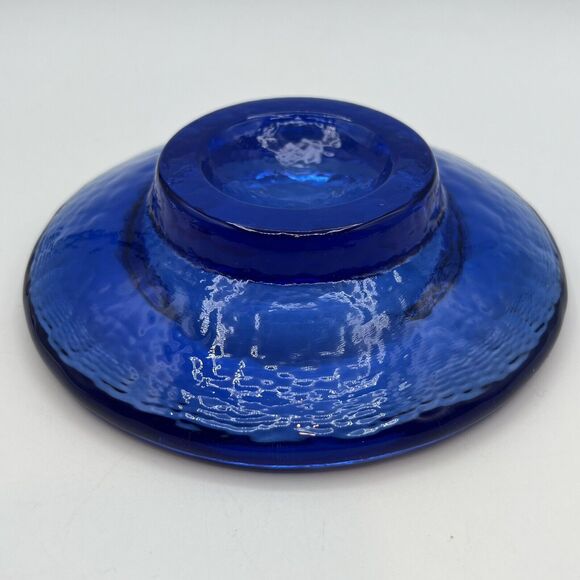 Fire and Light Cobalt Blue Footed Candle Holder Wine Coaster Recycled Glass 6.5" - Picture 5 of 5